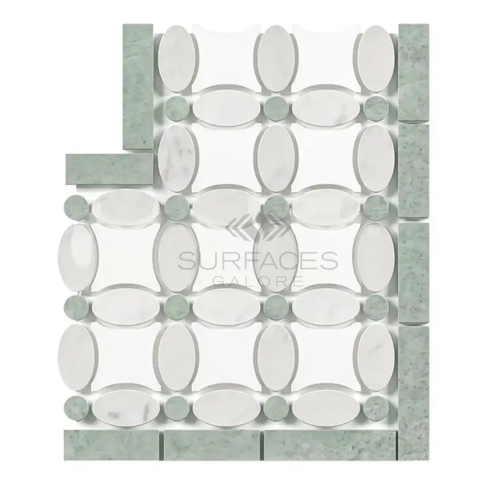 Carrara White Royale Florida Flower Border CORNER (Ming Green)-American Stone