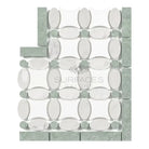 Decorative mosaic tile from Carrara White Royale Florida Flower Border Corner Ming Green collection
