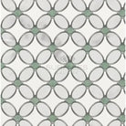 Floral mosaic tile pattern featuring Thassos White Carrara and Ming Green accents