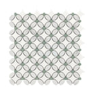 Interlocking gray and white mosaic tile from Carrara White Royale Florid Mosaic Marble Tile