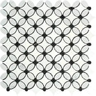 Black and white mosaic tile pattern from Carrara White Royale Florida Flower Mosaic marble tile