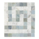 Square mosaic tile pattern for Carrara White Royale Greek Key Border with Blue-Gray finish