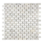 Carrara White Royale marble brick mosaic tile in herringbone pattern for elegant interiors