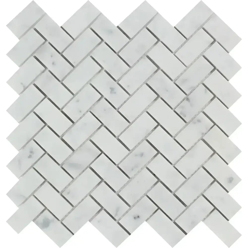 Carrara White Royale Herringbone Mosaic 1X2 Brick Mosaic Marble Tile-American Stone