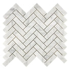 Carrara White Royale White herringbone marble mosaic tile polished or honed