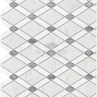 White marble tile with grey diamond pattern from Carrara White Royale Lattice Mosaic