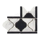 Black and white marble mosaic tile from Carrara White Royale border corner collection