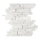 Carrara White Royale Manhattan Random-Strip Mosaic Marble Tile with rectangular pieces