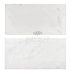 Two white marble tiles from Carrara White Royale Marble 18X36 in polished or honed finish