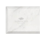 Rectangular Carrara White Royale Marble Tray with deep-beveled polished surface