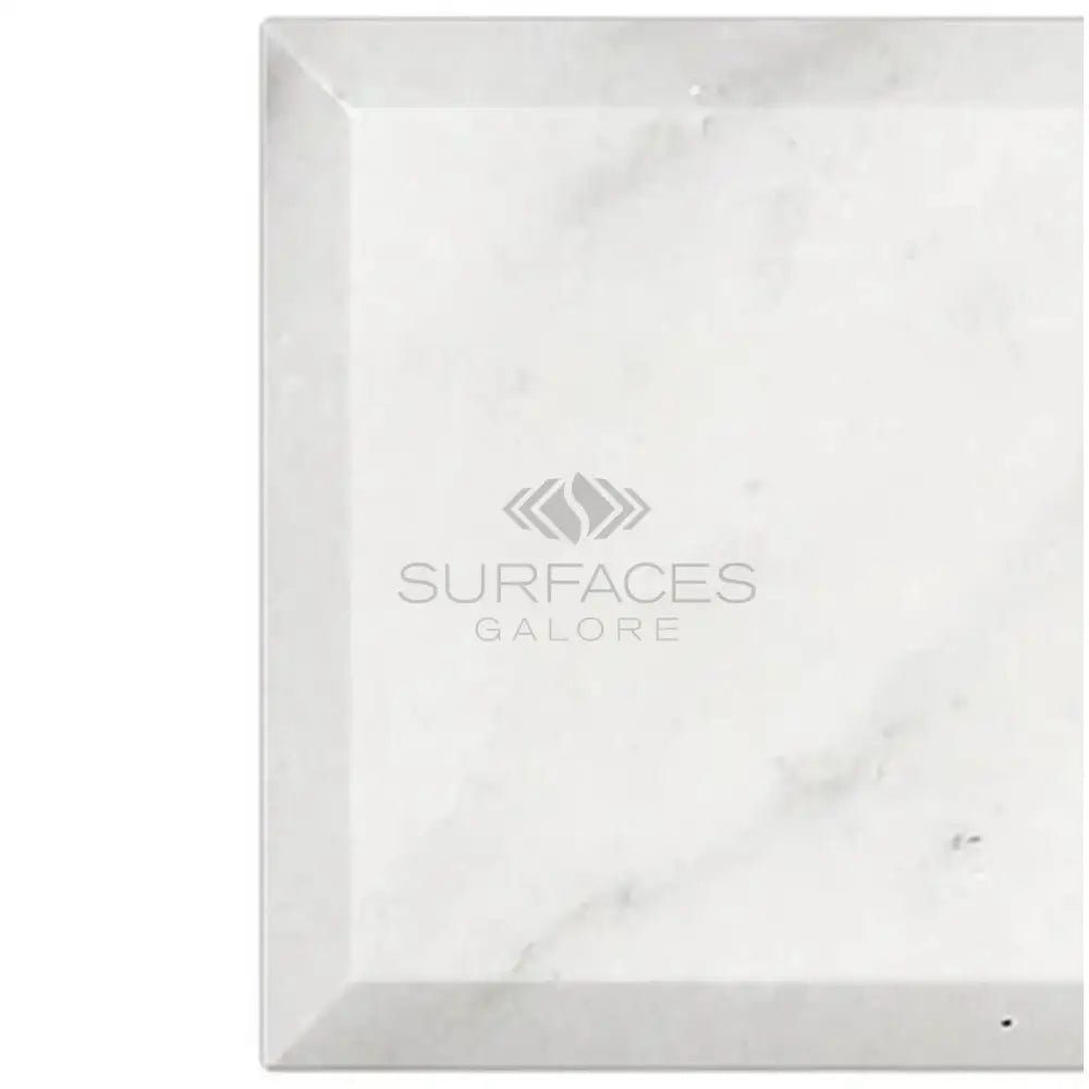 Square marble tray from Carrara White Royale Marble 3X6 Deep-Beveled Polished-Honed