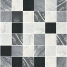 Checkerboard pattern of Carrara White Royale marble and solid tiles for elegant flooring