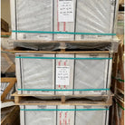 Pallet stacks of Bianco Carrara C marble tiles for Carrara White Royale Marble 3X6 Tumbled