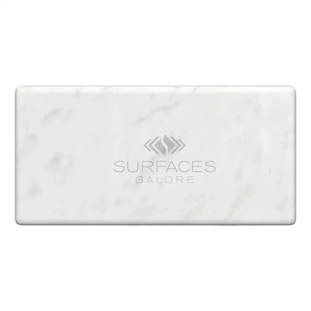 Rectangular Carrara White Royale Marble slab with tumbled 3x6 finish for elegant flooring