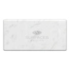 Rectangular Carrara White Royale Marble slab with tumbled 3x6 finish for elegant flooring