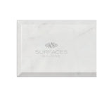 Rectangular white marble tile from Carrara White Royale 4x12 with deep beveled edges