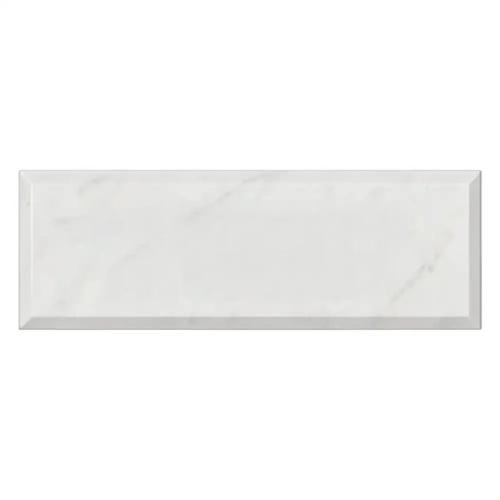 White marble-look subway tile from Carrara White Royale Marble 4X12 Deep-Beveled Polished-Honed