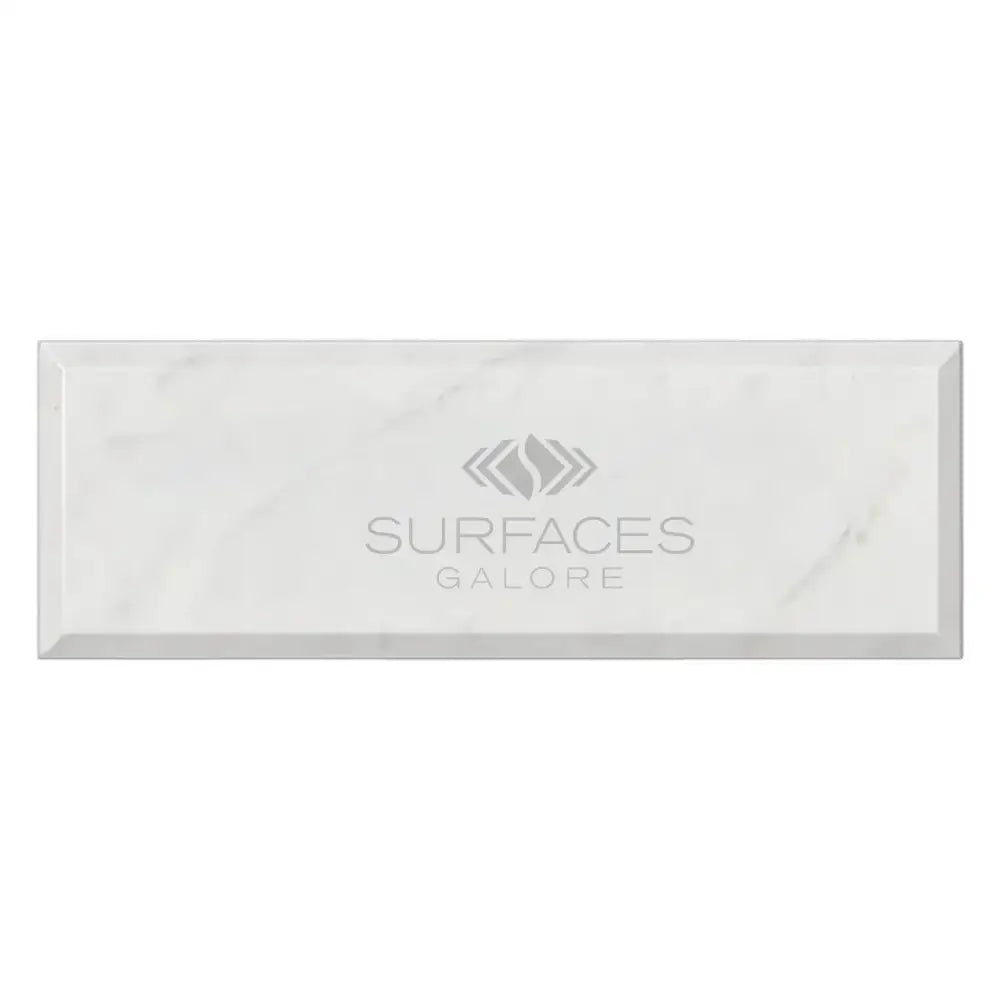 Carrara White Royale White Marble 4X12 deep-beveled polished-honed tile