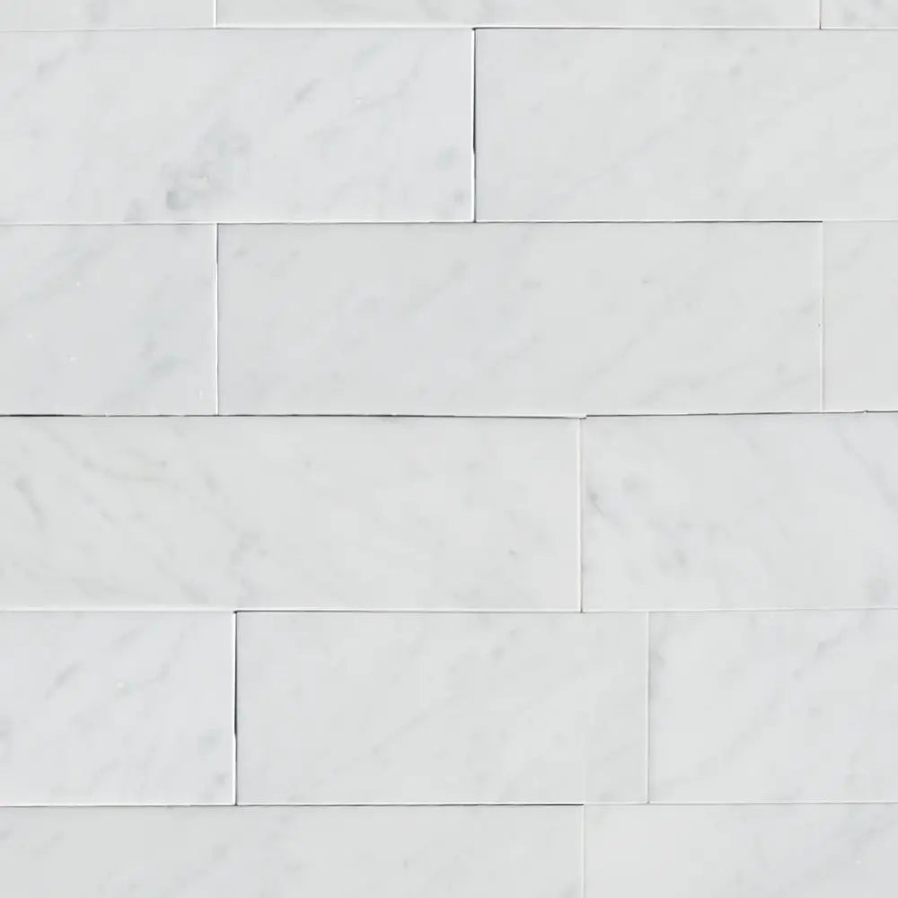 White marble brick wall.