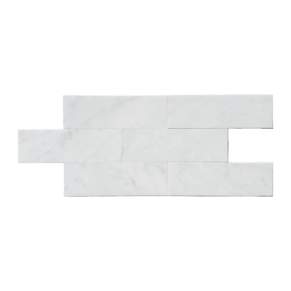 White marble brick pattern for Carrara White Royale Marble 4X12 polished or honed