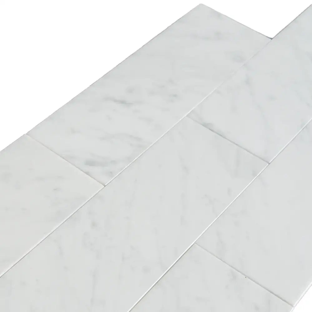 White marble tile pattern for Carrara White Royale 4x12 polished or honed marble
