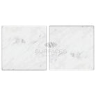 Two square Carrara White Royale Marble tiles 4x4 Tumbled style for flooring or walls