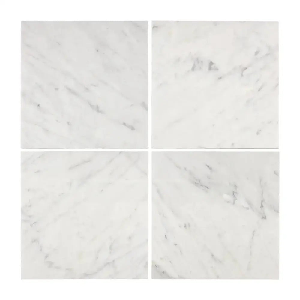Four square Carrara White Royale Marble tiles 6x6 polished or honed