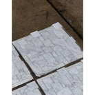 White marble mosaic tiles in mixed sizes from Carrara White Royale Mini-Versailles Pattern