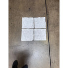 Four square mosaic tile sheets with geometric pattern for Carrara White Royale Mini-Versailles Marble Tile