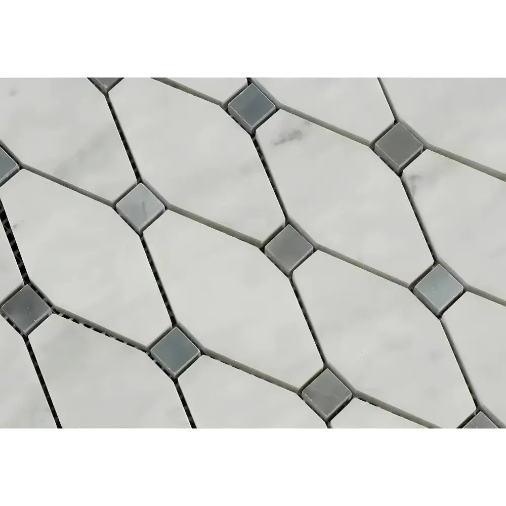 Carrara White Royale Octave (Long Octagon)(Blue-Gray) Mosaic Marble Tile-American Stone