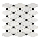 White marble mosaic tile with black square accents for elegant flooring or backsplash