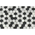 Black and white penny round mosaic marble tiles from Carrara White Royale collection