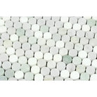 Carrara White Royale Penny-Round Mosaic Marble Tile with white and light green tiles