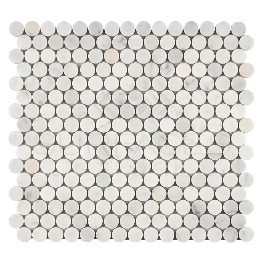 Carrara White Royale Penny-Round Mosaic Marble Tile-American Stone