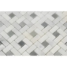 Carrara White Royale Pinwheel Mosaic Marble Tile with white and grey natural stone mosaic in basketweave pattern