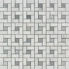 Carrara White Royale Pinwheel Mosaic Marble Tile with white and grey mosaic pattern