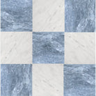 Checkerboard marble tile pattern with Bardiglio Prime and Bianco Carrara White Royale Marbles