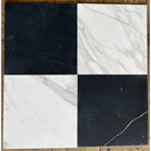 Black and white marble tile squares for Checkerboard Bardiglio Prime and Bianco Carrara White Royale Marble 12X12 Set