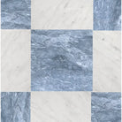 Checkerboard Bardiglio Prime and Bianco Carrara White Royale Marble 12X12 tile arrangement