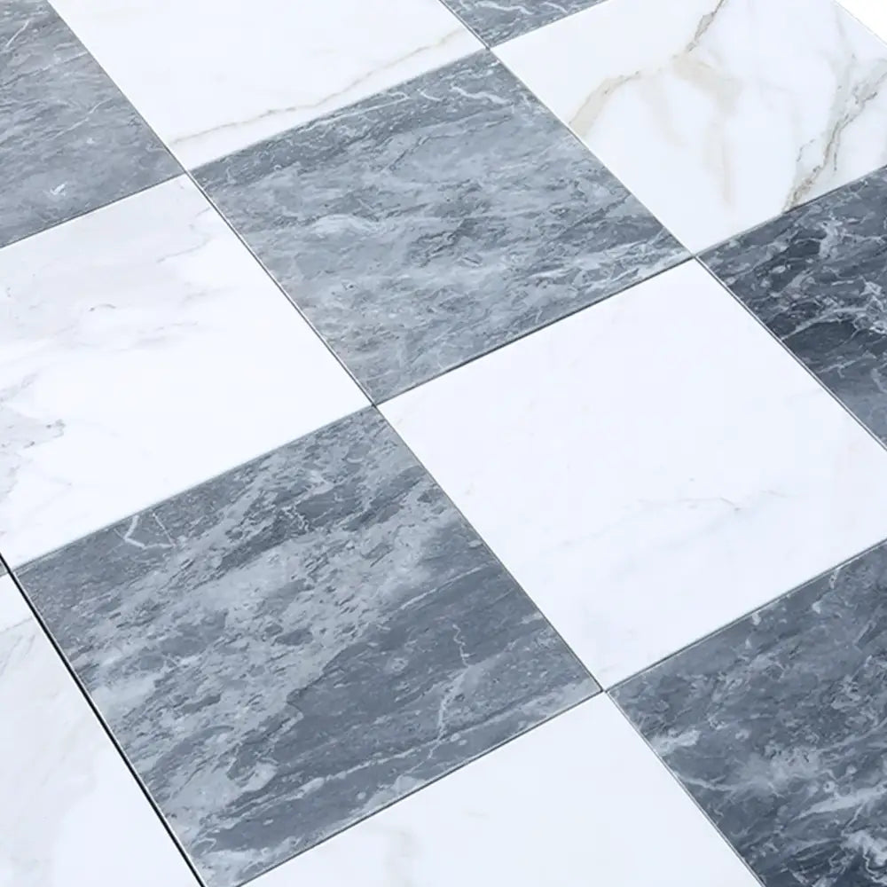 Checkerboard Bardiglio Prime and Calacatta Gold marble floor tiles 12x12 set