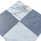 Four square marble tiles in Checkerboard Bardiglio Prime and Calacatta Gold Marble 12X12 Set