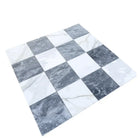 Checkerboard marble tile pattern with Bardiglio Prime and Calacatta Gold 12x12 set