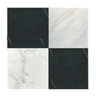 Black and white checkered tile from Checkerboard Bardiglio Prime and Calacatta Gold Marble 18X18 Set