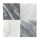 Four marble-patterned tiles from Checkerboard Bardiglio Prime and Calacatta Gold Marble set