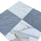 Four square marble tiles in a Checkerboard Bardiglio Prime and Calacatta Gold Marble 18x18 set