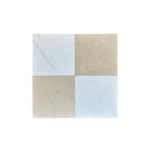 Four square tiles in alternating light and beige colors from Checkerboard Bardiglio Prime and Calacatta Gold Marble Set