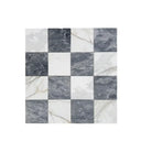 Checkerboard marble tile pattern with Bardiglio Prime and Calacatta Gold in 18x18 set
