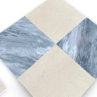 Diamond-patterned tile with Bardiglio Prime marble and Crema Marfil squares