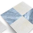 Diamond-patterned floor tiles from Checkerboard Bardiglio Prime and Crema Marfil Set