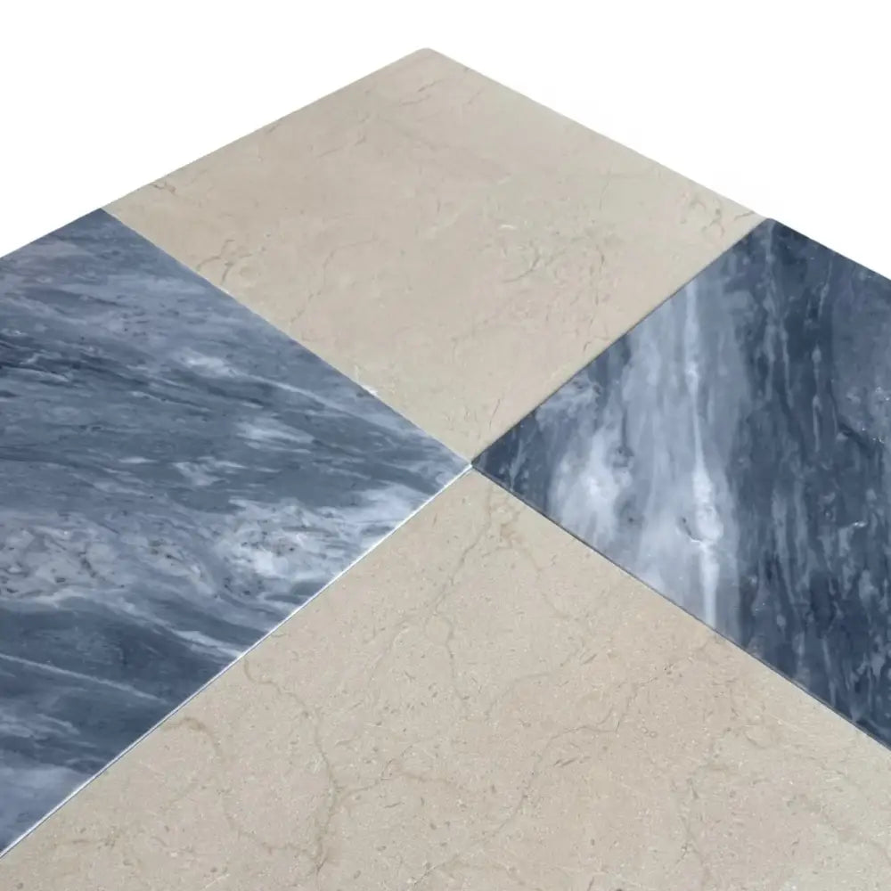 Alternating Marble Tile Pattern in Checkerboard Bardiglio Prime and Crema Marfil Set